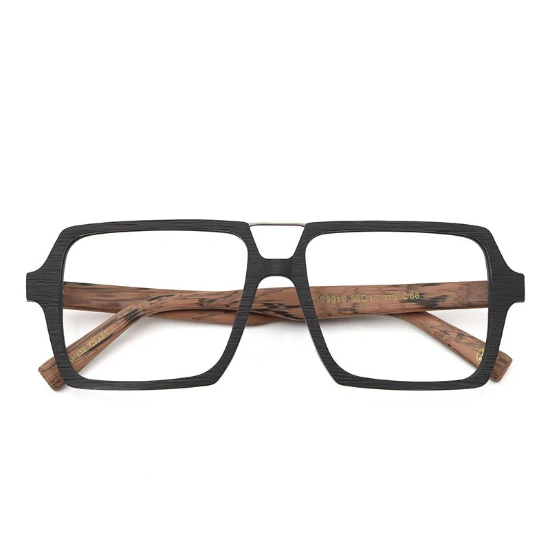 Eyeglass Frames Unique Classic Square Actate Wood Texture Double Bridge Prescription Man Glasses Frame Myopia Retro Eyeglasses