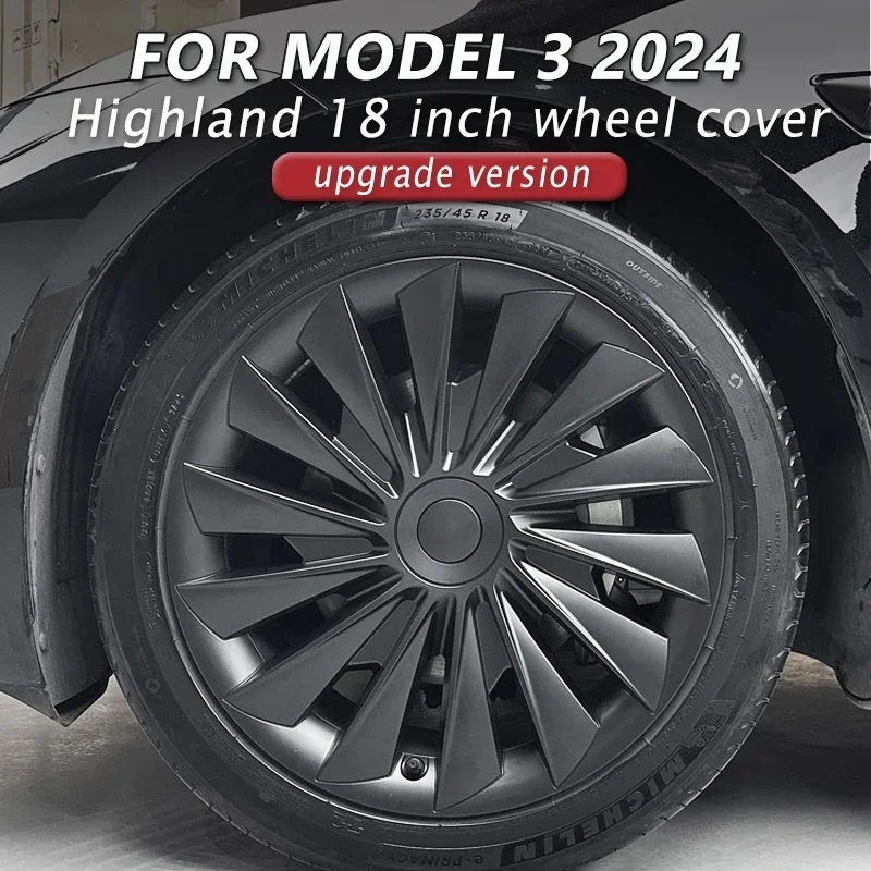 4PCS HubCap for New Tesla Model 3 2024 Highland Performance Replacement Wheel Cap Automobile Full Rim Cover 18 Inch Accessories