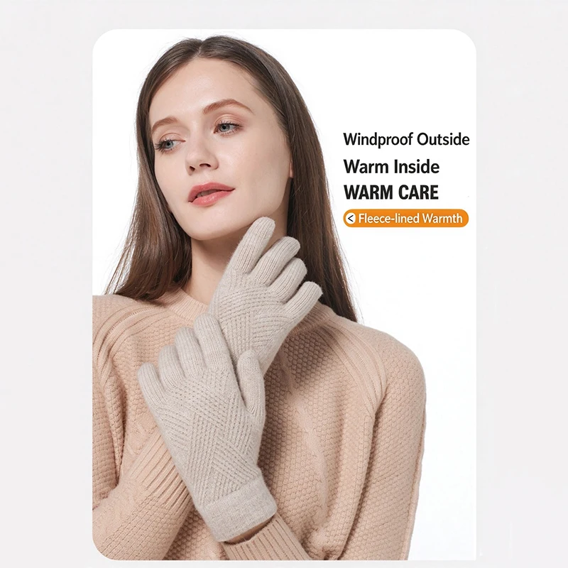 Winter Cycling Thickened Knitting Glove Outdoor Exercise Touch Screen Keep Warm Glove Skiing Cold Protection Five Finger Glove