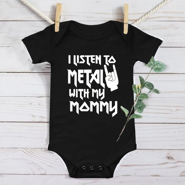 

I Listen to Metal with My Daddy and Mommy Baby Bodysuits Cotton Soft Baby Body Suit Short Sleeve Jumpsuit Baby Boy Girl Outfits