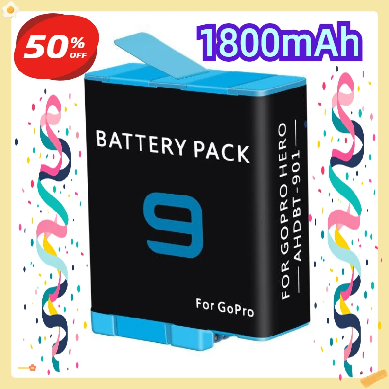 

For GoPro Hero 9 Black Fully Compatible with Go Pro 9 Camera Battery Extended Life 1800mAh Replacement Batteries