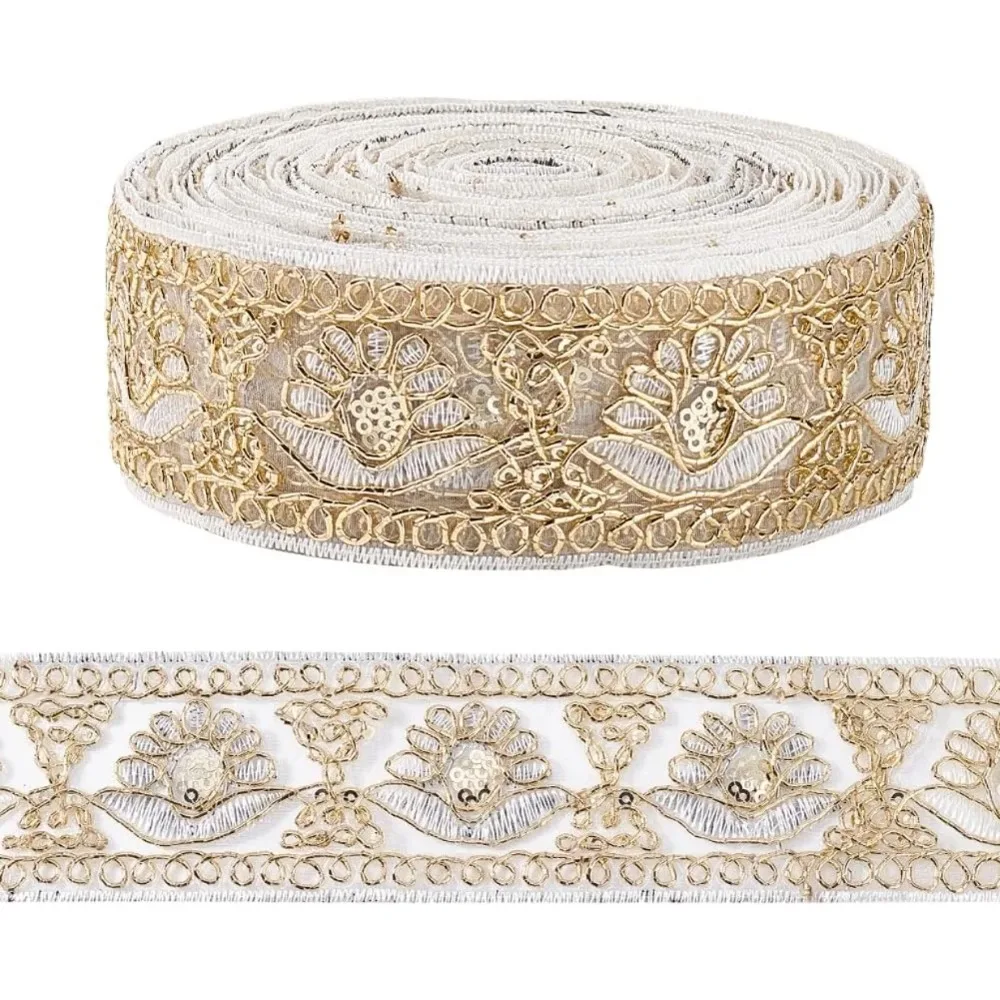 

10 Yards Vintage Jacquard Ribbon 1.97"Wide Embroidery Jacquard Trim Boho Ribbon Lace Trim Boho Jacquard Ribbon Floral making kit