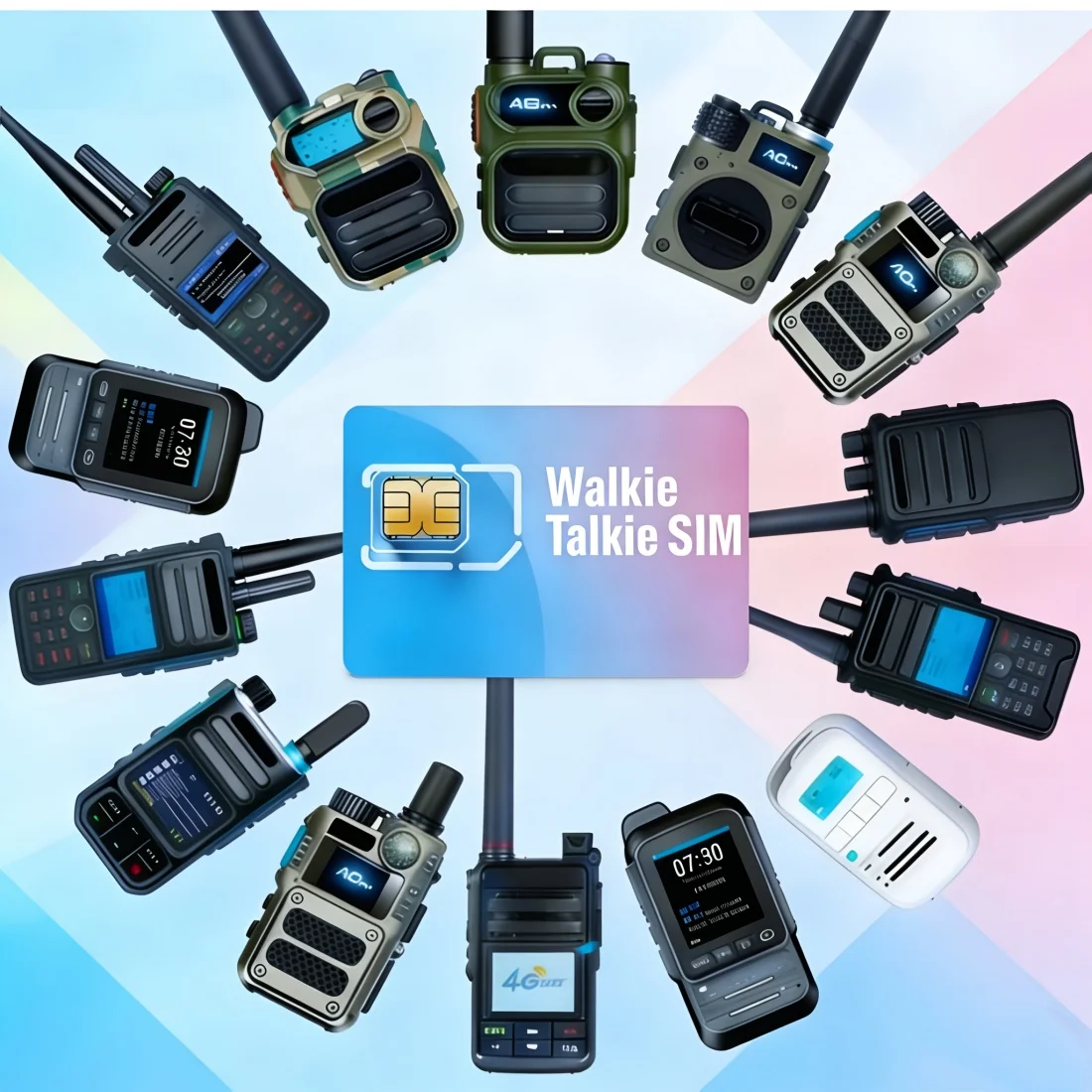 Carte SIM globale 4G LTE pour talkie-walkie PTT en Europe – Sans contrat, 1 Go/360 jours, carte SIM 3-en-1 pour radios PTT K500, etc.