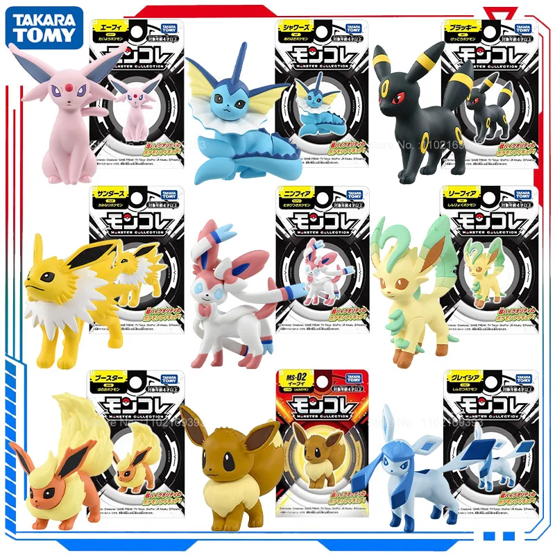 Hot Sale Original Pokemon Figure Espeon Umbreon Sylveon Glaceon Vaporeon Eevee Ms Series PVC Action Model Collection Toys Gifts