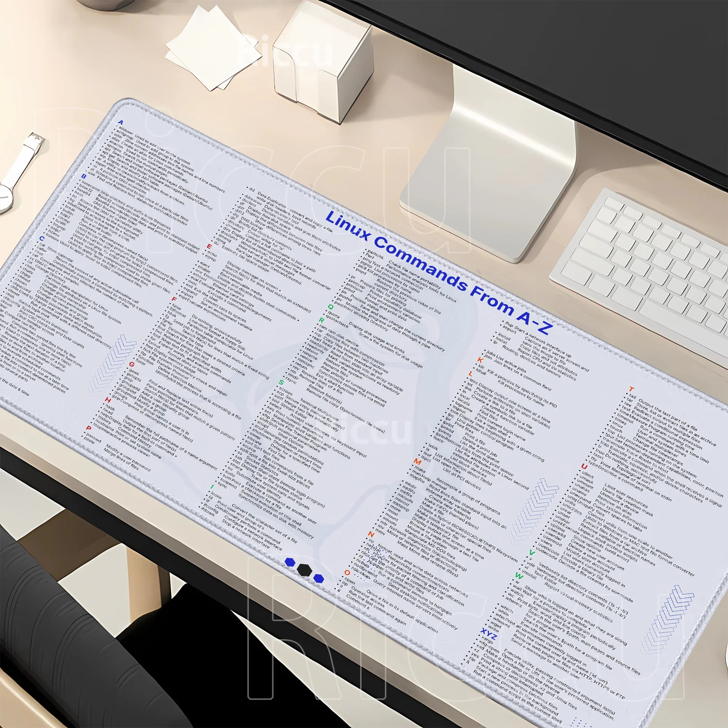 Linux Commands Line Mouse Pad Large office Mousepad Shortcuts Red Hat Ubuntu OpenSUSE Arch Debian Unix Programmer XXL Desk Mat