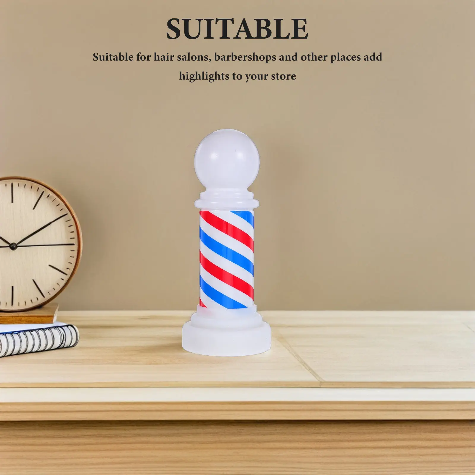 Barber Shop Pole Lamp Red White Luminous Hair Salon Decoration Light Reusable Open Sign