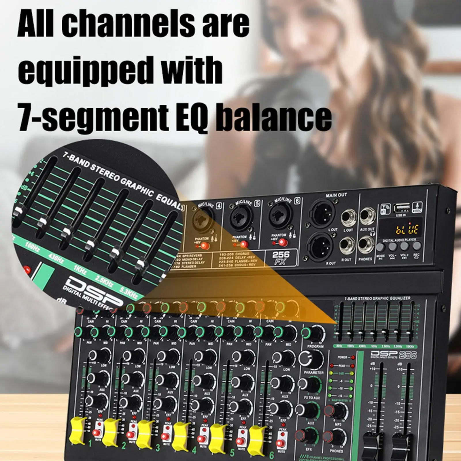 

Audio Mixer US Plug ft4 Portable 48V DJ Mixer for Computer Recording Studio