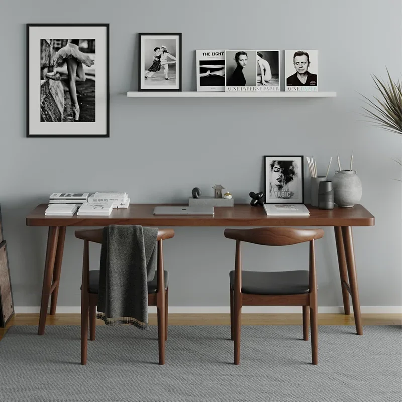 All solid wood desk table by window by wall narrow table writing desk studio bedroom double