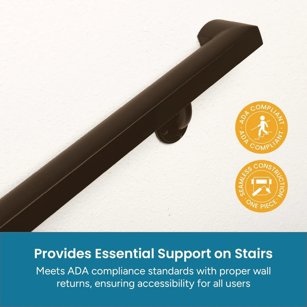 طقم درابزين من الألومنيوم المطلي بالمسحوق مع دعامات تثبيت على الحائط، للاستخدام الداخلي والخارجي، قبضة قوية ومريحة، هاردوا كاملة #3