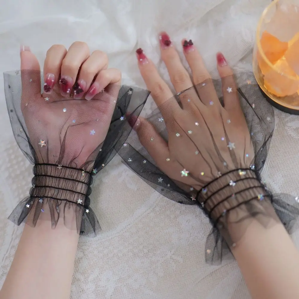 إكسسوارات الموضة ستار يلمع شبكة أكمام أذرع تبريد تنفس مشرقة كاذبة الأصفاد المعصم الكفة الأظافر استوديو التصوير