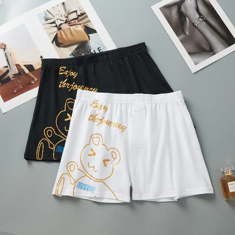 3Pack Mens Underwear Cotton Aro Pants Loose Trendy Boxershorts Men Comfortable Pajama Pants Printed Cartoon Mentrual Panties