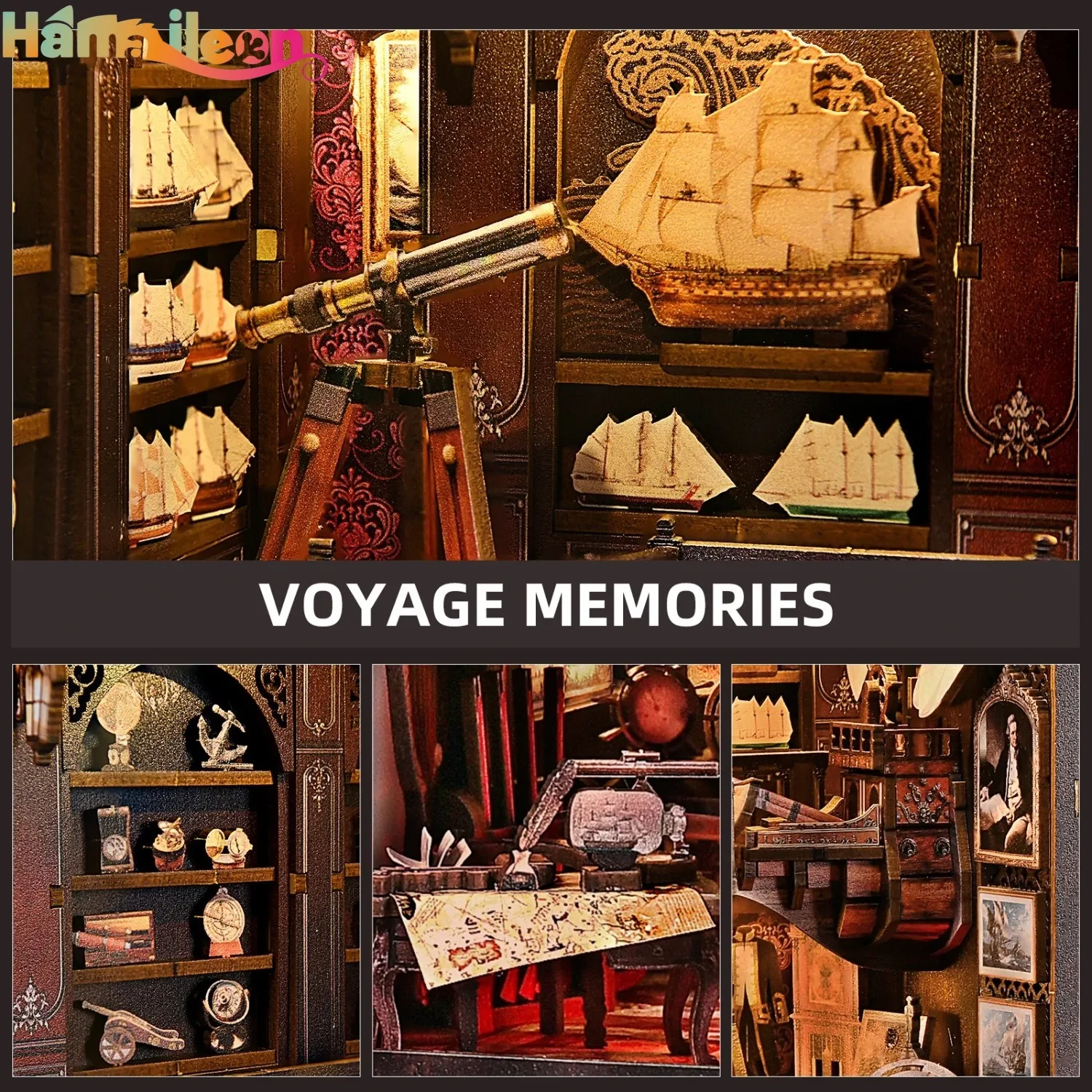 Hamaileon DIY Book Nook Kit บ้านขนาดเล็กสําหรับผู้ใหญ่, ชุดตุ๊กตา, Bookend Bookshelf Decor Alley รุ่นสร้างฝุ่น