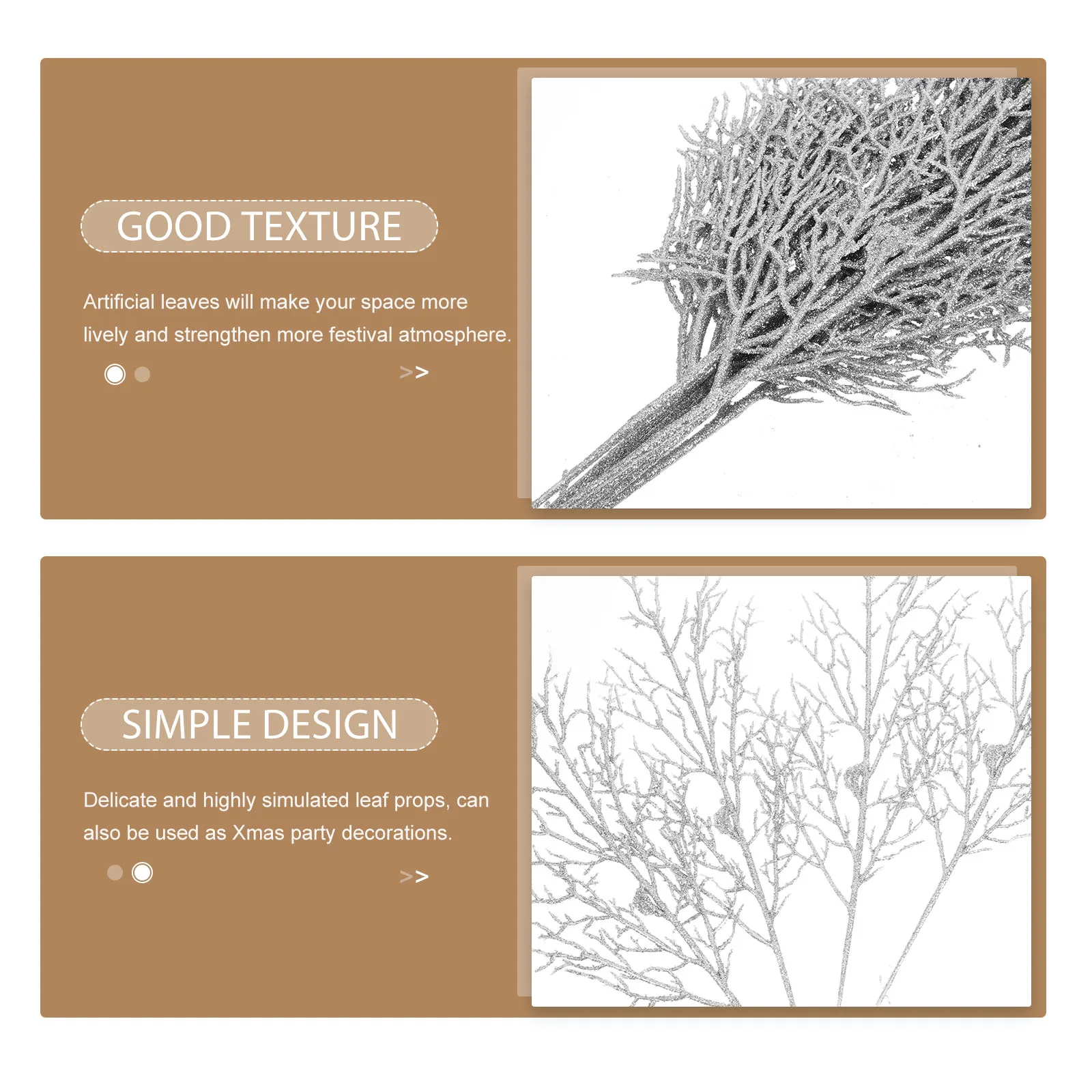 

10 Pcs Simulated Plant Leaf Hanger Artificial Glitter Fern Leaves Tree Decorations Branch Pe