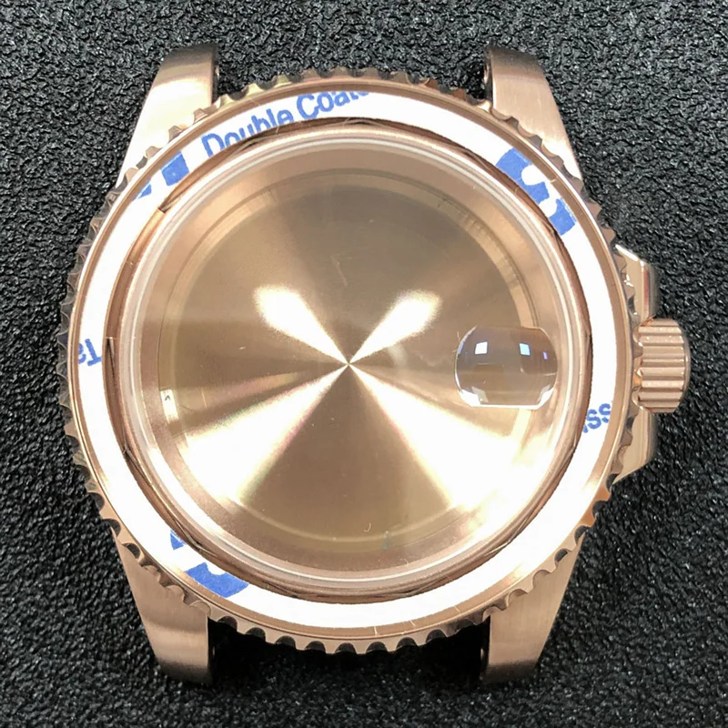 SUB Style  40MM 316 Stainless Steel Rose Gold PVD Watch Case Sapphire Glass Magnifier Window Fits NH35 60G