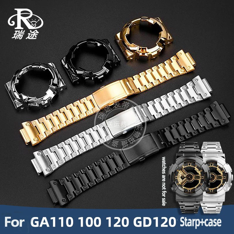 

Для G-SHOCK GA100 GA110 GA120 GD100 120 чехол с ремешком для часов Casio gshock мужские наручные часы безель металлический корпус из нержавеющей стали ремешок