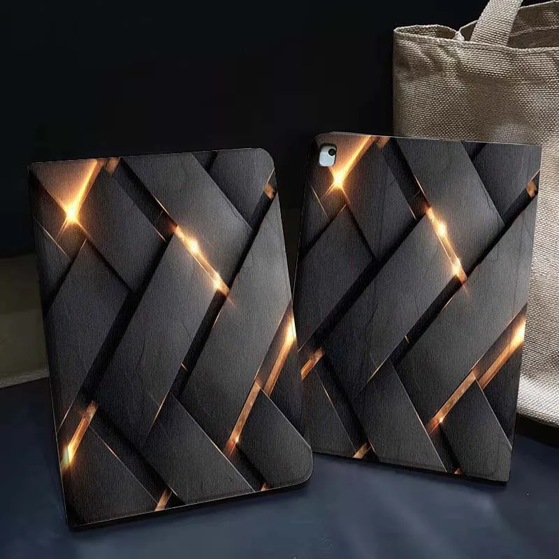 

Geometric Gold Square Tile Tablet Case For Apple iPad Air Pro mini 1 2 3 4 5 6 7 8 9 11 M2 M3 M5 M4 5th 6th 7th 10th 11th Gift
