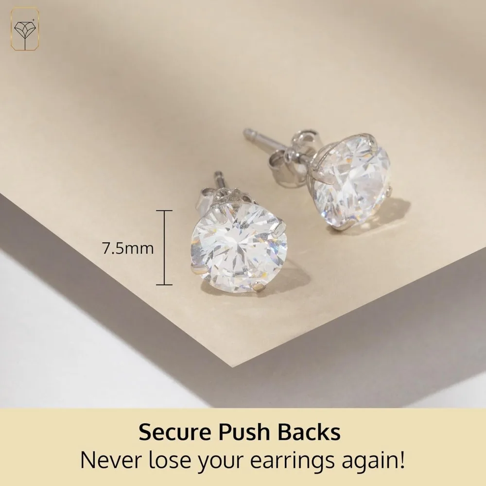 أقراط سوليتير مكعبة الزركونيا المستديرة من الذهب عيار 14 قيراط - ترصيع للجنسين مع تشيكوسلوفاكيا المضادة للتشويه، مجوهرات متينة وأنيقة