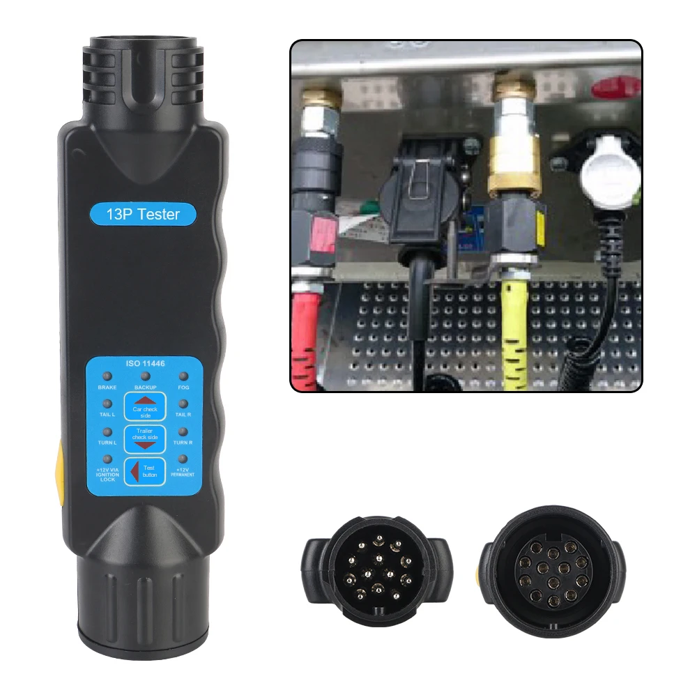 12V Trailer Tester 7Pin/13Pin LED Indicator Tow Bar Light Wiring Socket Tester, Caravan Truck Trailer Plug Connection Diagnostic