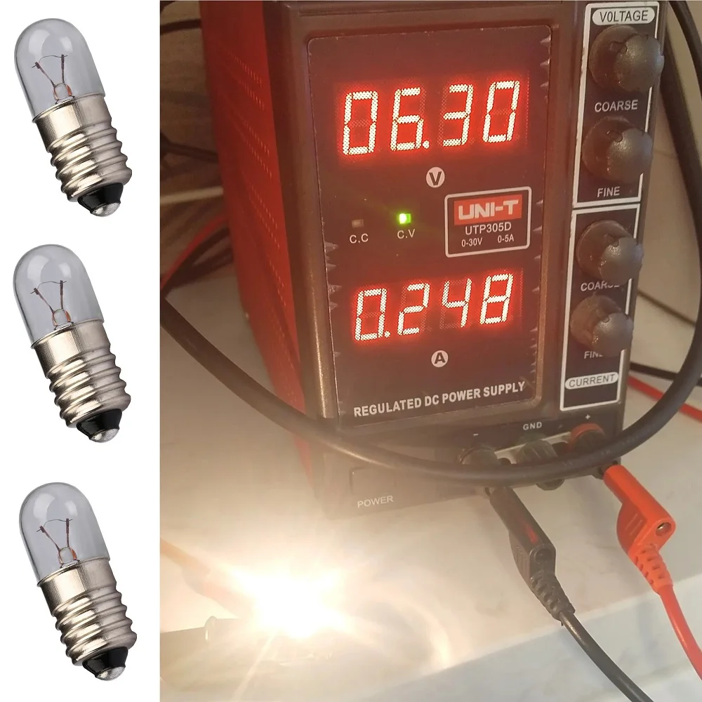 装飾用ライト付きネジ,10個,6.3v,250ma,t3.25,e10,クリアルランプ #46,パイオニア,サンディアンガー,ヴィンテージ受信機用