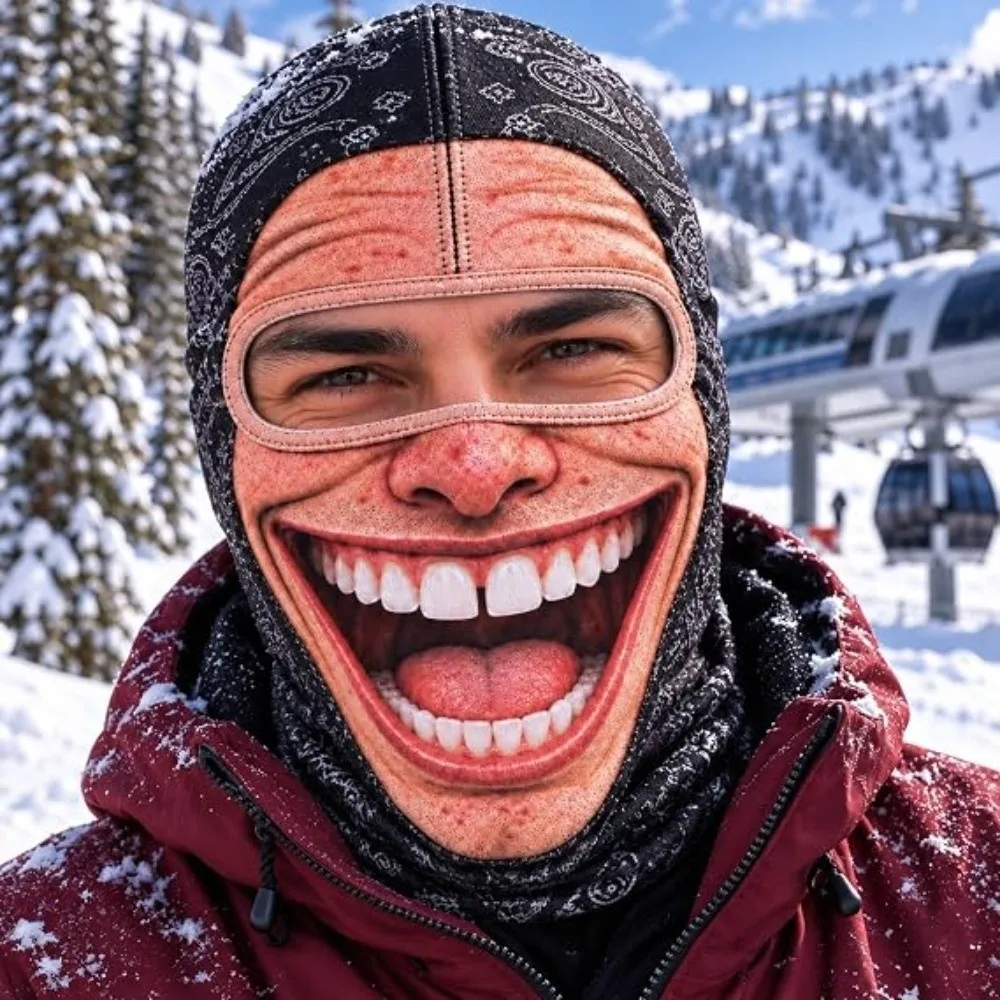 3D Face Printed Old Man Balaclava Face Mask Full Coverage Breathable Eye Hole Funny Ski Mask White Mustache Elastic