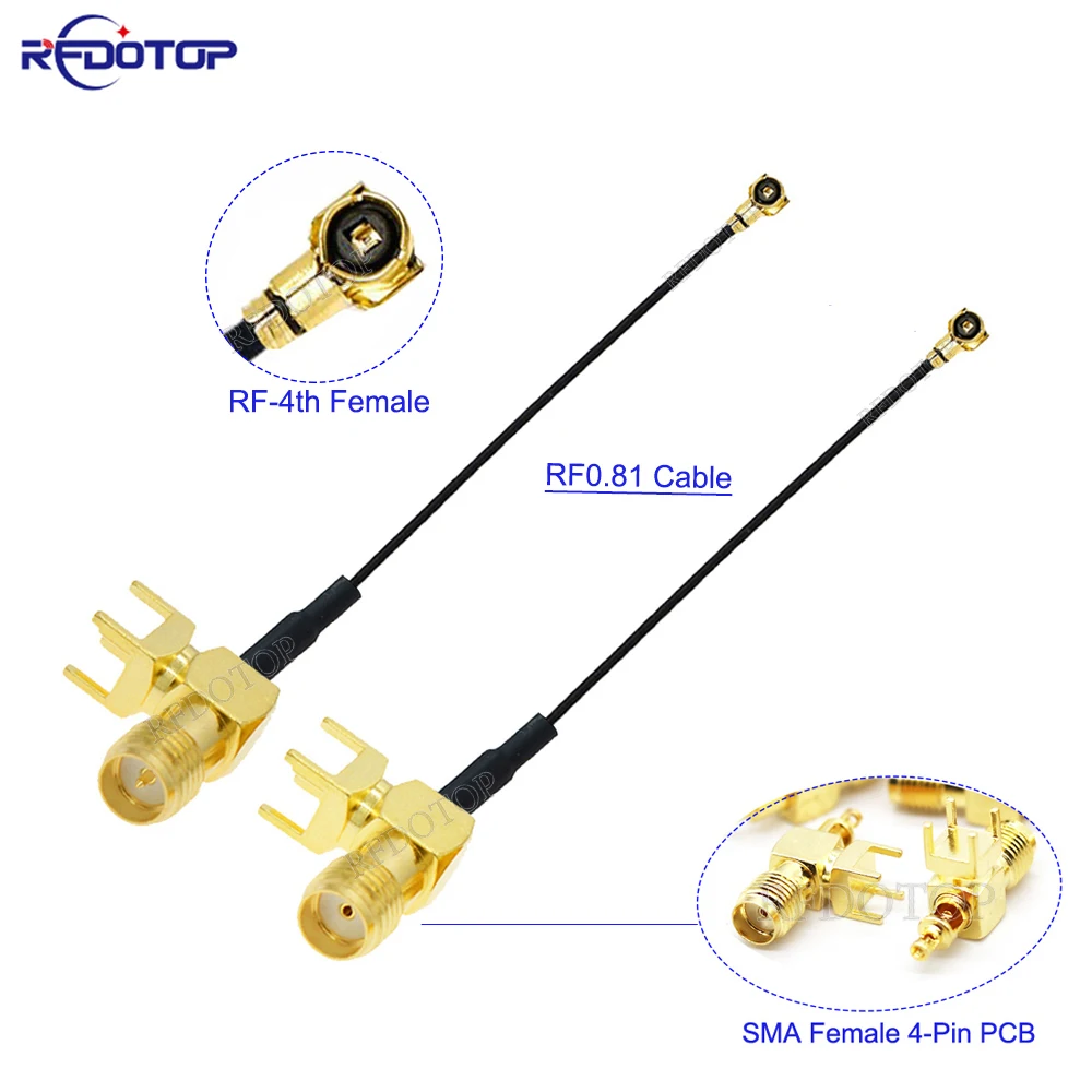 10Pcs/Lot RF0.81 Cable 4th Generation RF-4 to RP SMA/SMA Female 4Pin Right Angle PCB Pigtail WIFI Antenna Extension Cable Jumper