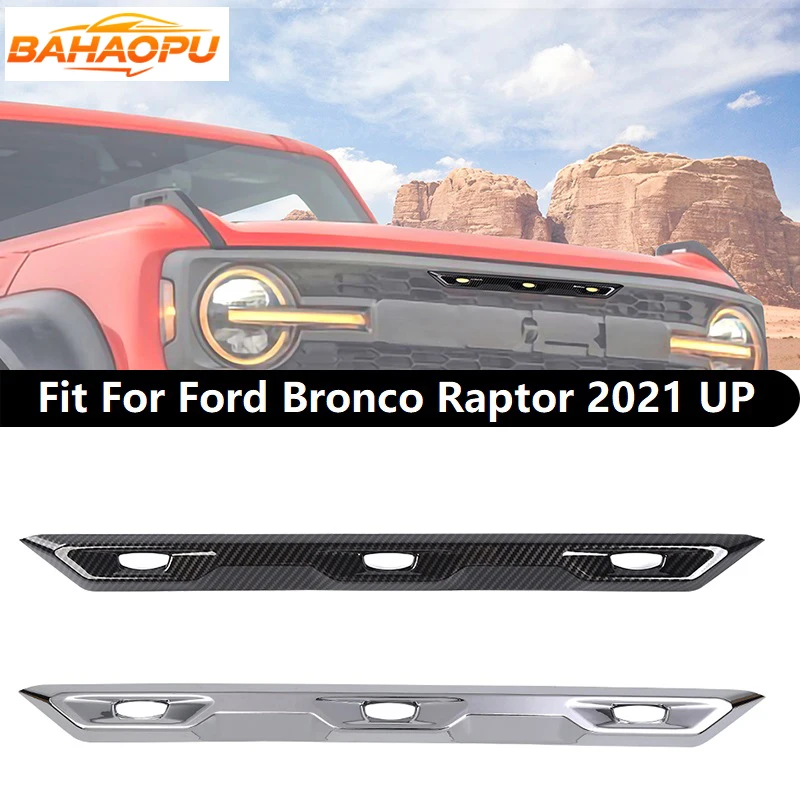 

BAHAOPU ABS Car Grille Lamp Decoration Cover Grill Light Trim Sticker Fit For Ford Bronco Raptor 2021 Up,Exterior Accessories