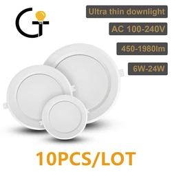 10 unids/lote LED Downlight 110V 220V luz de techo 17W 20W 24W luz empotrable Led abajo Panel redondo foco de luz iluminación interior