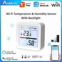 Aubess Tuya Zigbee Smart Temperature Humidity Sensor Indoor WiFi Hygrometer Thermometer Detector For Alexa Google Home Assistant