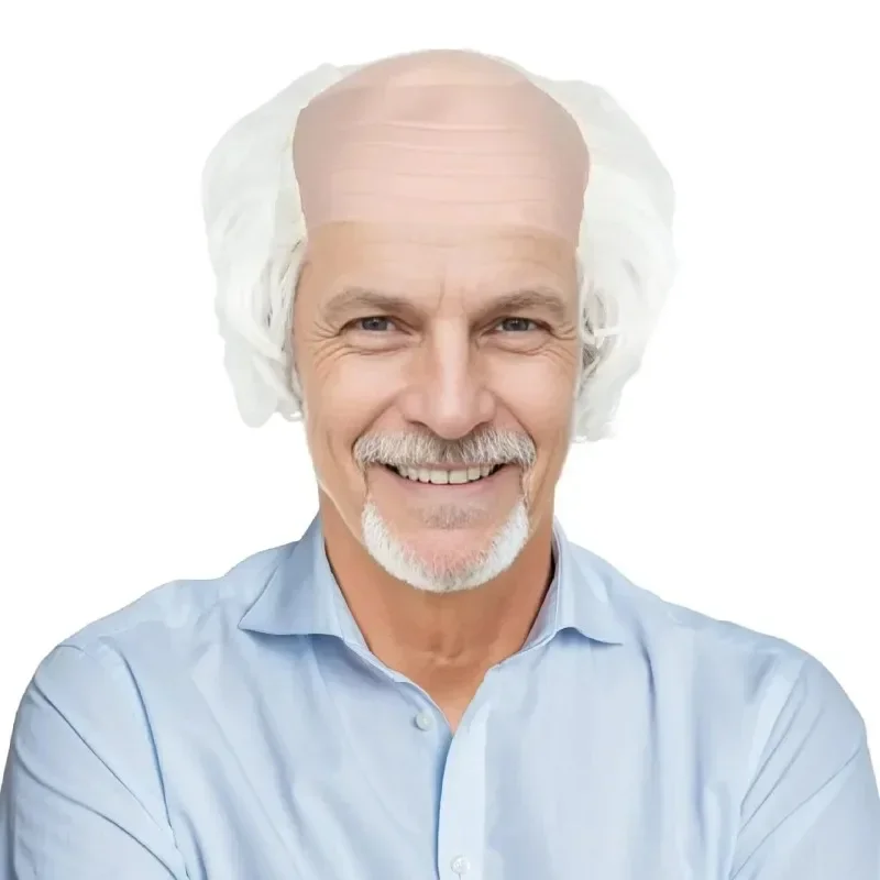 Synthetic Man Bald Wig Birthday Party Funny Game Prop Stage Sitcom Perform Role Play Old People Headwear Ball Perform Dress Up