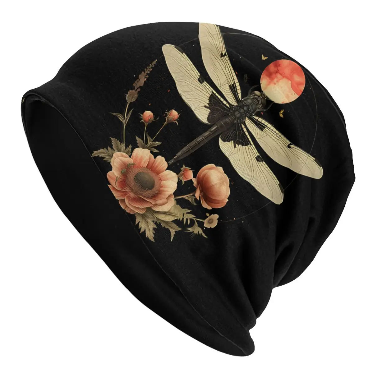 Skullies Beanies Caps Dragonfly Bohemian Moon Thin Hat Autumn Spring Bonnet Hats Men Women's Hip Hop Ski Cap