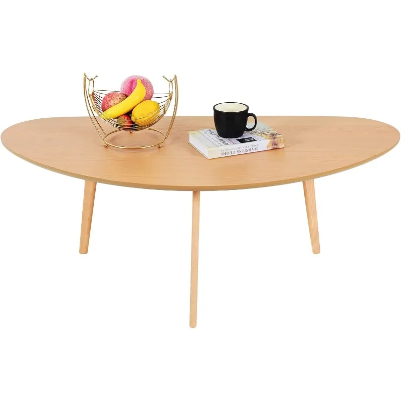 Modern Coffee Table,Large Oval Coffee Table for Living Room,Oval Small Mangotop Coffee Table for Small Spaces Nature