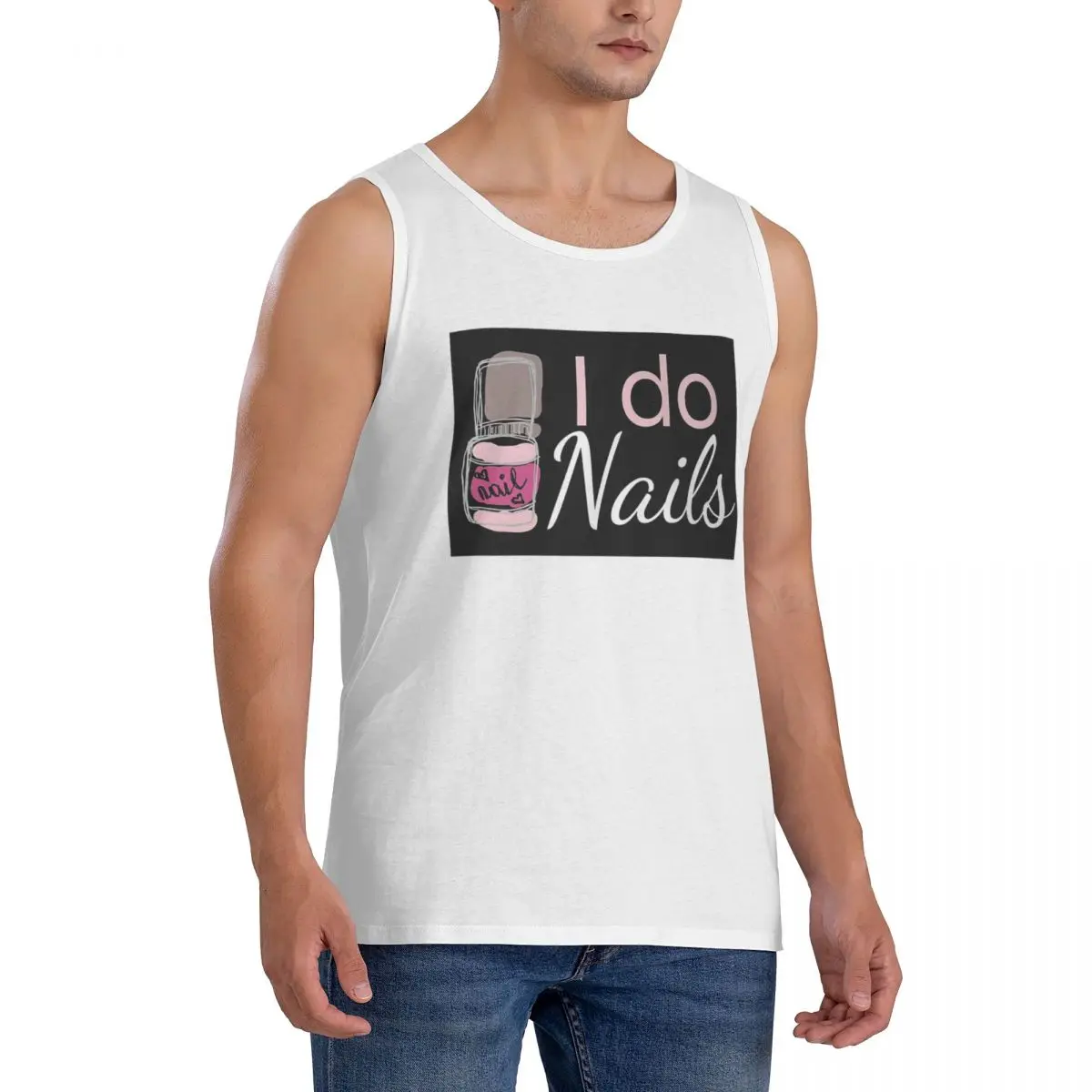 100% Cotton I Do Nails Fingernail Manicure Studio Sleeveless T-Shirt Men Workout Sports Clothing Tops Men's Crew Neck Vest