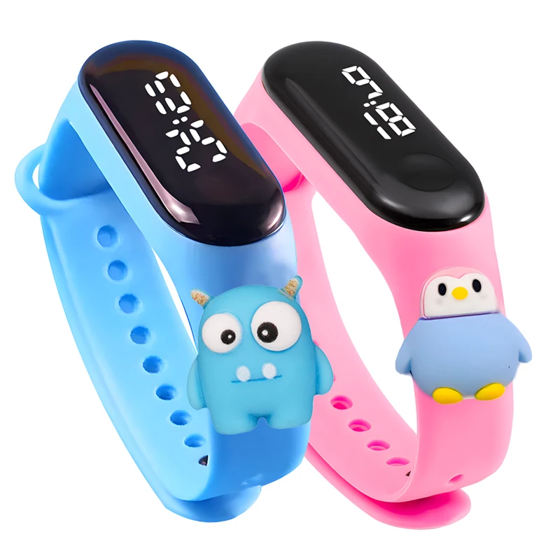 Cartoon Frog Ladybug Owl Crocodile Children Watches for Boy Girl Toy Kids LED Digital Electronic Watches Sport Bracelet Clock