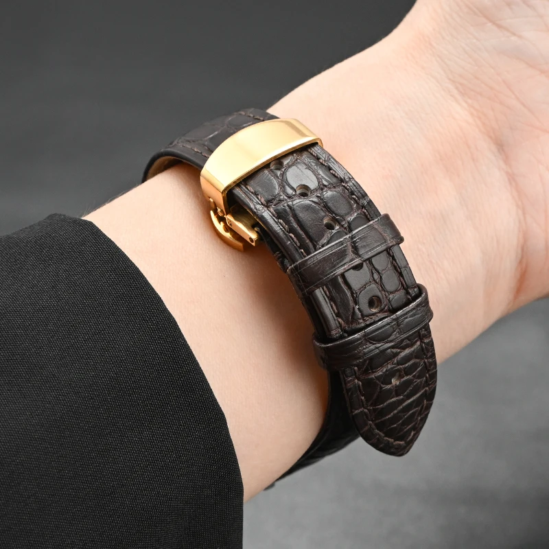 Crocodile Skin Strap 12/13/14/15/16/17/18/19/20/21/22/23/24mm Men Women Butterfly Buckle Genuine Leather Business Watch Band