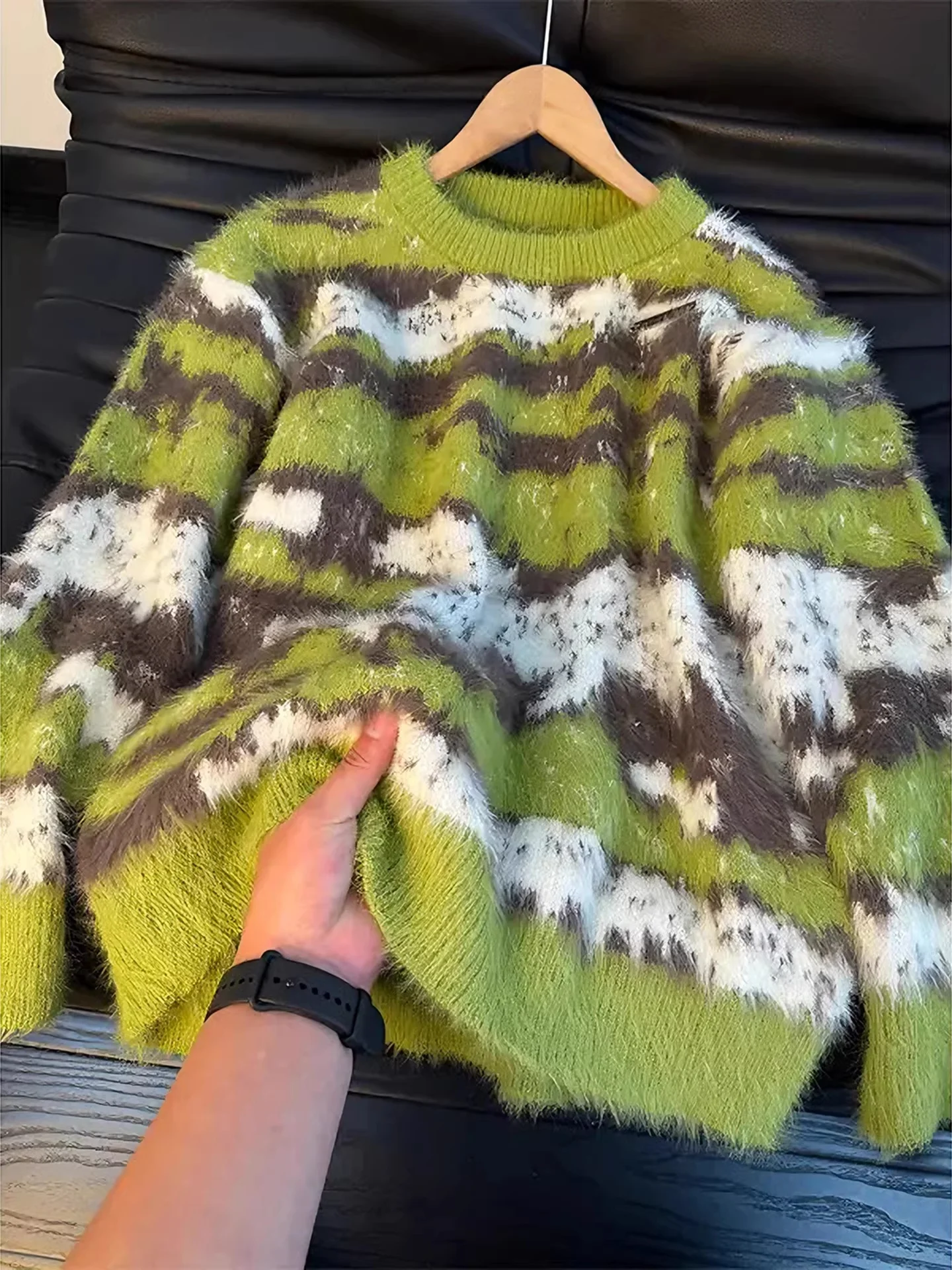 

Мягкий вязаный свитер-базовый слой M Inner Wear в цвете авокадо, зимний, американский, в стиле Lazy Sle, вязаный свитер-базовый слой