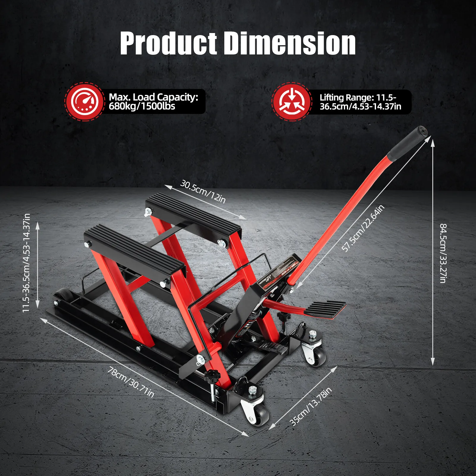 1500 رطل الصلب الهيدروليكية دراجة نارية حامل الرافعة ATV مقص رفع جاك مقص رفع جاك الرافعة مع 4 عجلات للمرآب #1