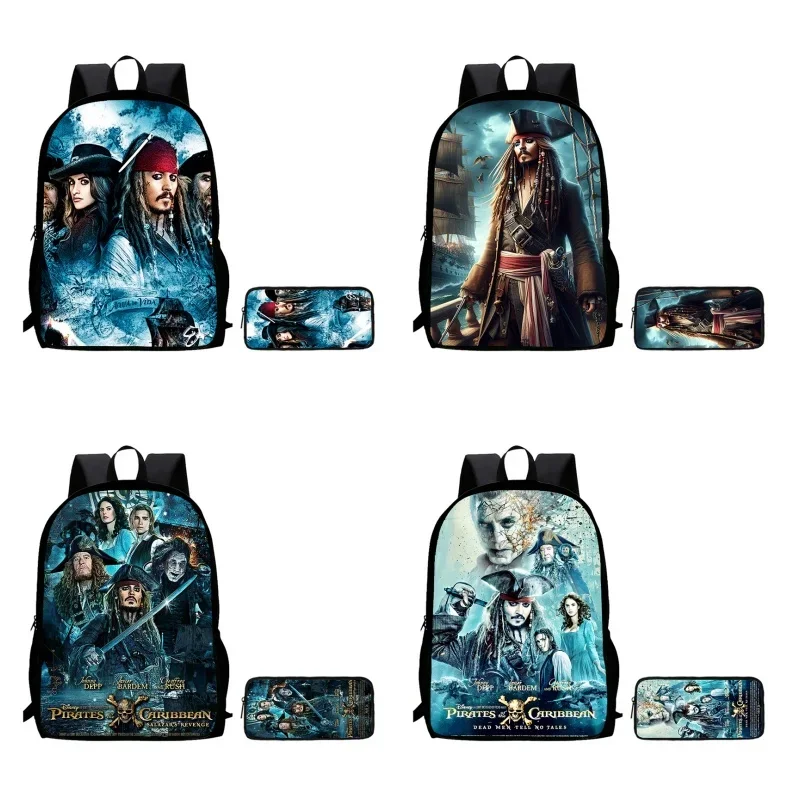 2Pcs Set Pirates of the Caribbean Child Backpack With Pencil Bags,Cartoon School Bags for Boys , Kids Backpack for Kindergarten