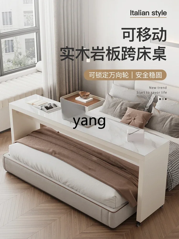 XYY mobile rock slab desk with wheels light luxury bedroom bedside writing and reading long table