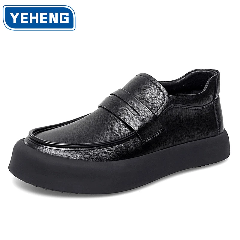 

Мужская кожаная обувь Модная новая весенняя свободная повседневная мужская обувь Дизайнерская простая деловая кожаная обувь на мягкой подошве для мужчин
