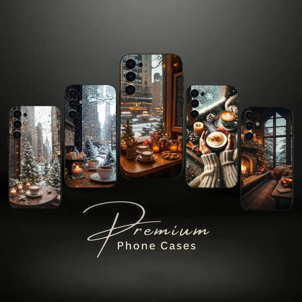 Christmas winter Coffee Phone Case Silicone Soft For Samsung S26,S25,S24,S21,S22,S23,Ultra,S20,Plus,Fe,Lite