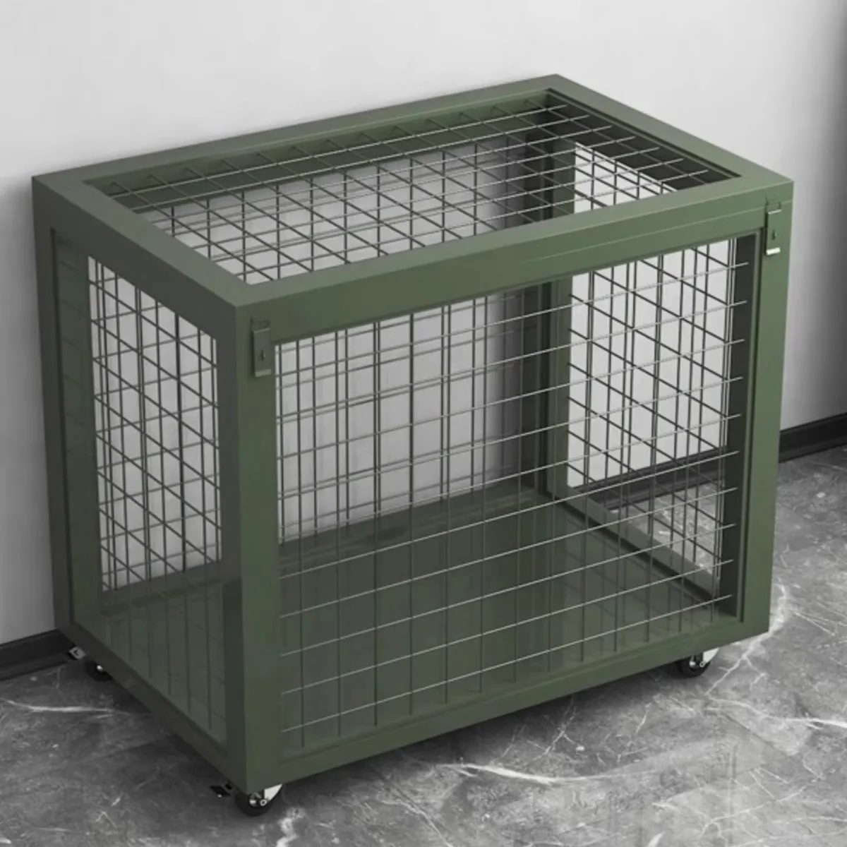 Military green mobile cage material turnover truck with wheels double-layer stacking folding loading and unloading truck storage