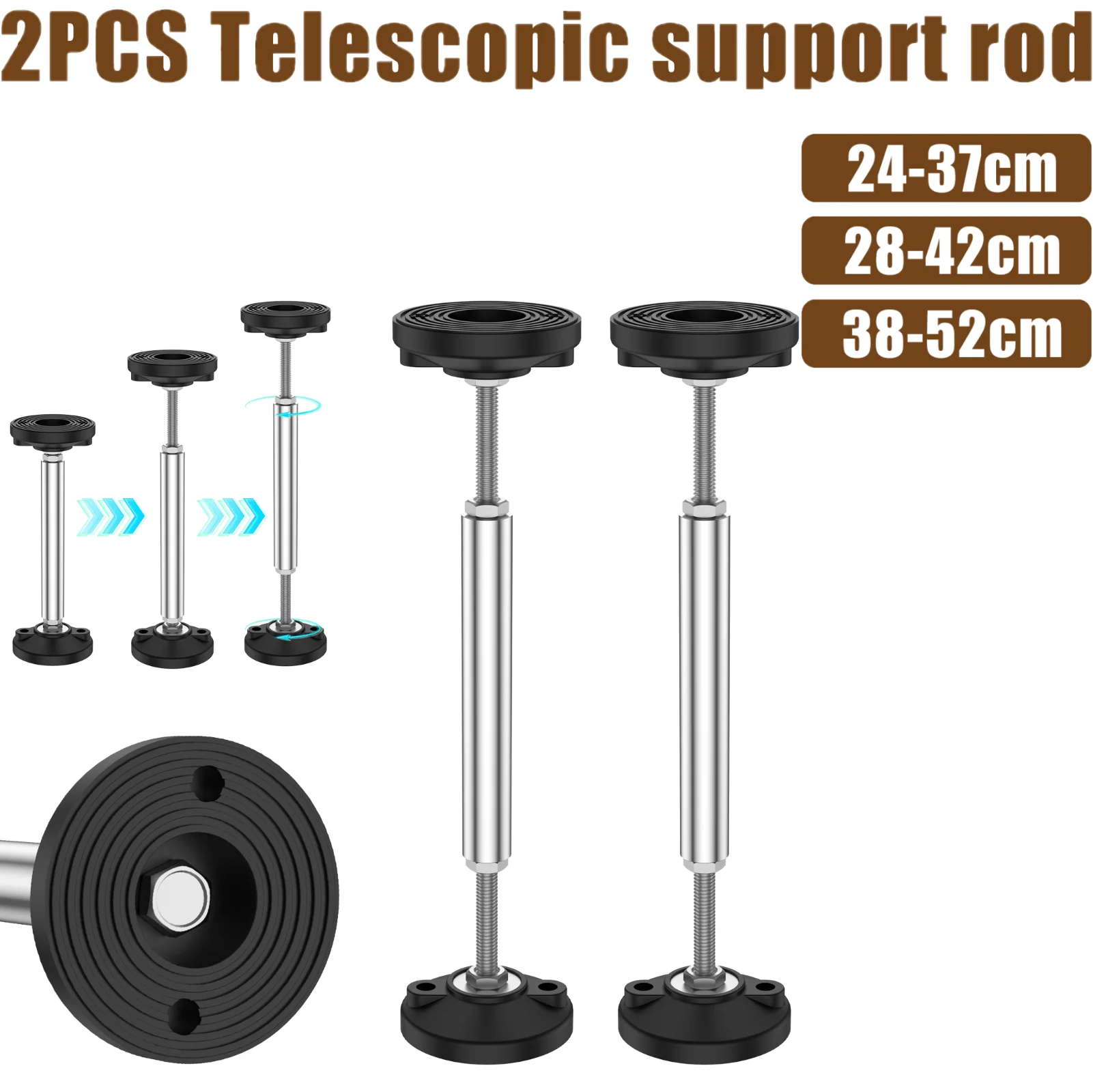 2Pcs Stainless Steel Cabinet Installation Jack Stand Load bearing 300KG Adjustable Rod Telescopic Lifting Tool Labor-Saving Arm