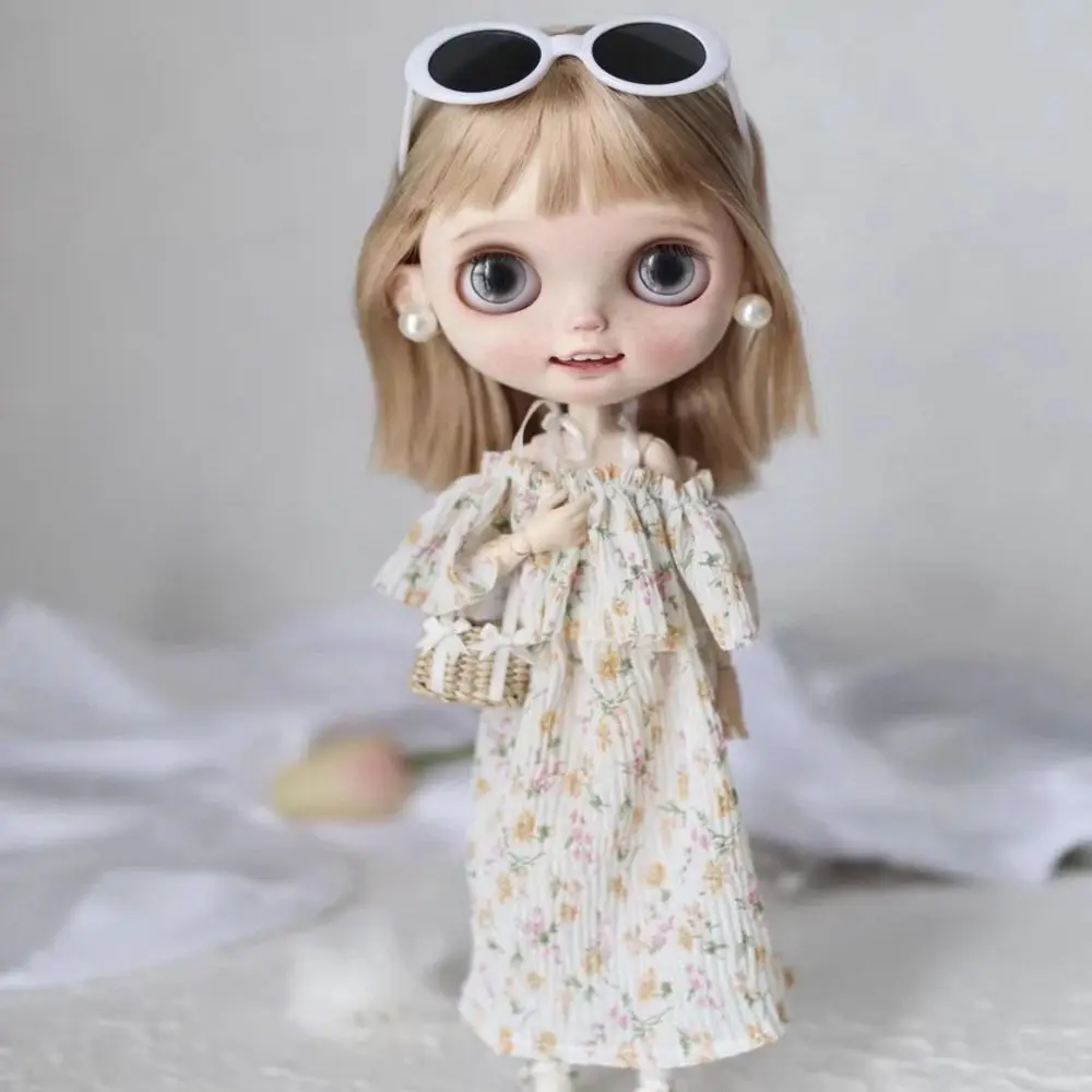 New Fashion Elegant Party Clothes Casual Wears Elegant Sweater Dresses with Glasses hair clips Kids Toys for Blythe Dolls