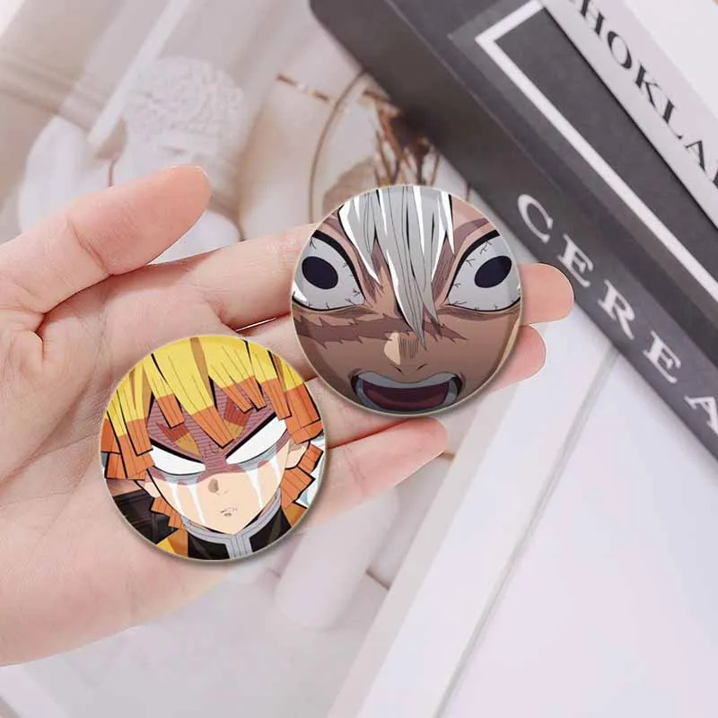 58/32/44mm Anime Demon Slayer Round Brooches Cartoon Lapel Pins Cosplay Badges Backpack Clothes Bag Jewelry Accessories Gifts