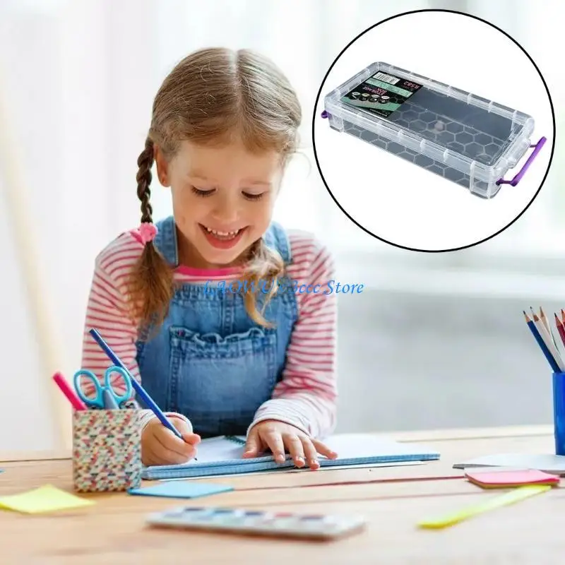

Y8AD Clear Pencil Box Pencil Container Practical Pencil Case Pen Box Desk Organisers Small Storage Box for School Office