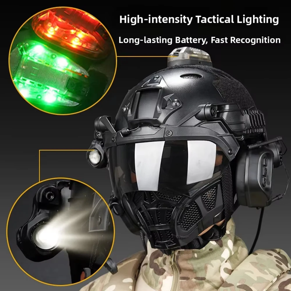 YCTAC FAST Tactical Helmet Set Half-Face Gel Mesh Mask Adjustable for Paintball Airsoft Wargame Outdoor Role-playing Games