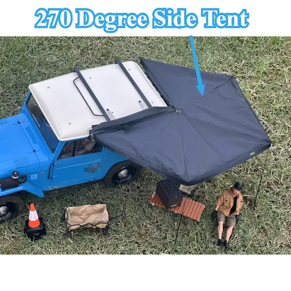 RC Model Upgrade Decor Accessories customizable size 270 Degree Side Tent Awning Universal for 1/10 1/8 Crawler Roof Rack Parts