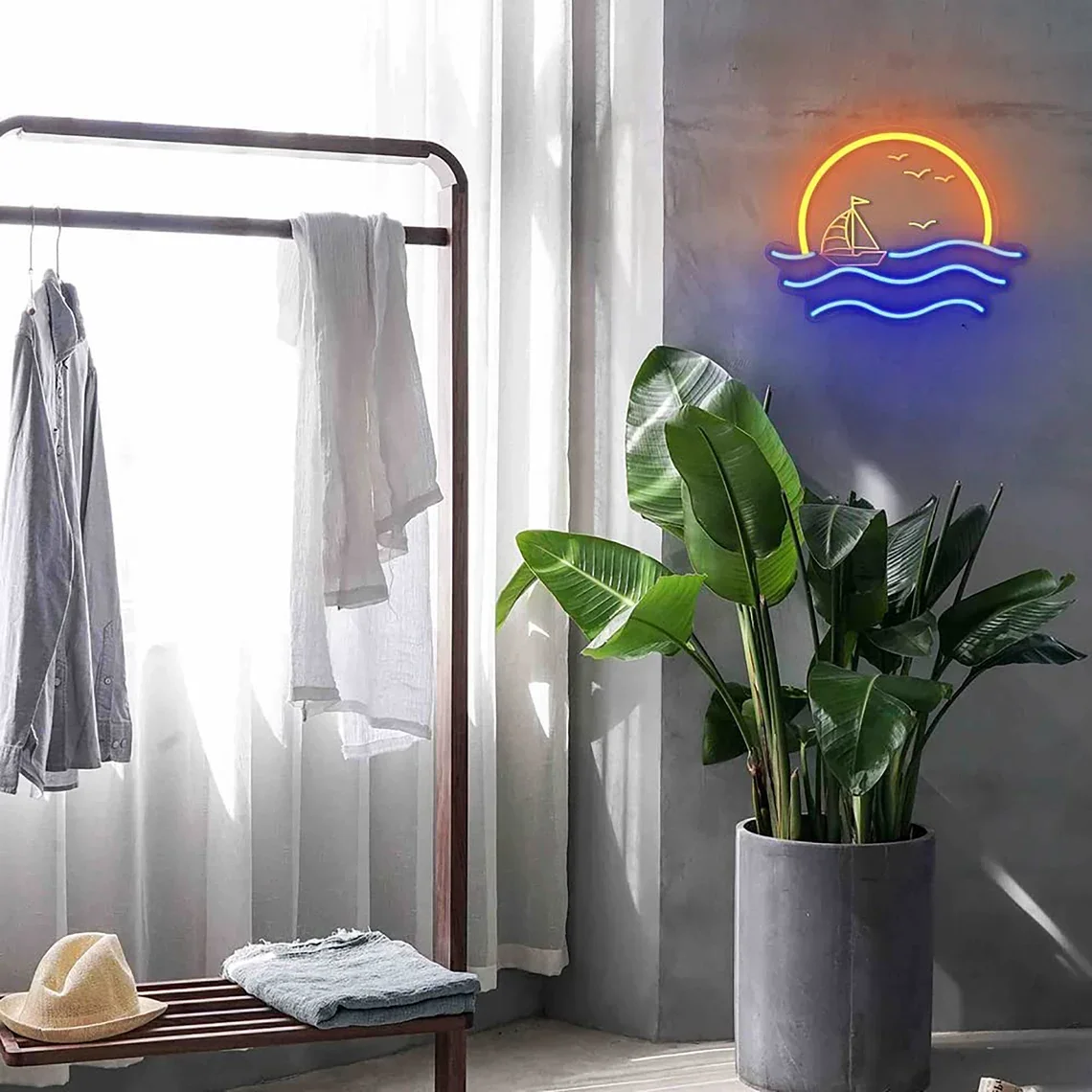 Imagem -05 - Custom Sunconjunto Sea Scene Neon Sign Led Artwork para Casa Quarto Sala de Estar Bar Clube