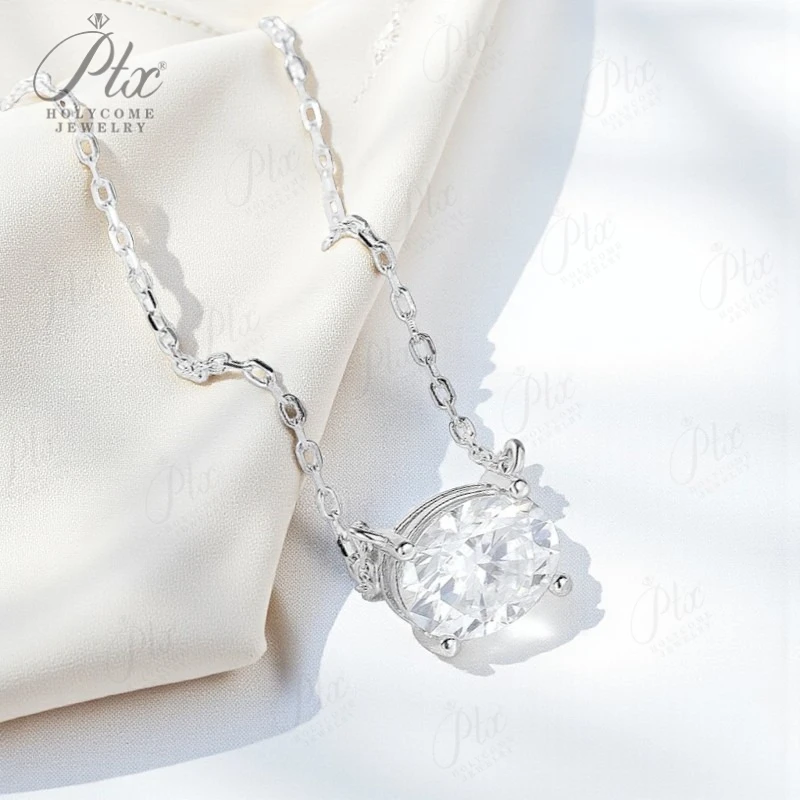 قلادة بيضاوية الشكل من الفضة الإسترليني عيار 925 2CT/3CT VVS1 مويسانيتي رائعة للنساء حصريًا مناسبة كهدية للذكرى السنوية #3