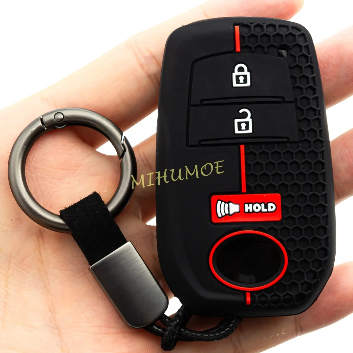 Silica Gel 3 Buttons Car Smart Key Fob Chain Case Cover For Toyota Highlander Corolla Cross Prius Prime Tacoma Sequoia LC200